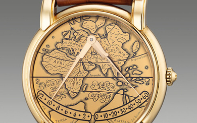 Vacheron Constantin, Ref. 43050 A very fine and rare yellow gold wristwatch with retrograde hours and minutes and warranty, made to commemorate the 400th anniversary of Gerardus Mercator