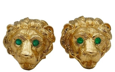 Van Cleef & Arpels Leo Cufflinks, 18k Gold Emerald