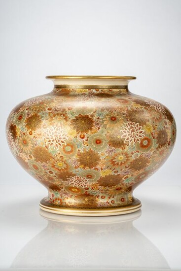 Vase - Satsuma - Pottery - Di forma globulare - Millefiori - Firmato Chozan sotto la base - Japan - Meiji period (1868-1912)