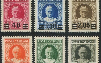 Vatican City 1934 - Temporary, complete series of 6 values with excellent centering. Certified - Sassone 35/40