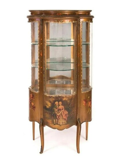 Vernis Martin Painted Display Curio Cabinet