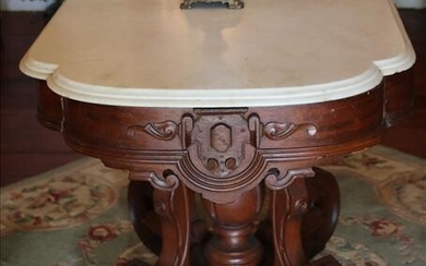 Victorian Center Table w White Marble