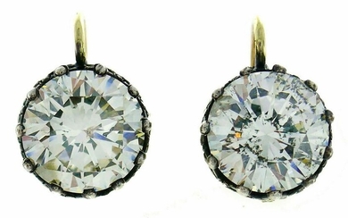 Victorian Diamond Silver Gold Drop Stud EARRINGS