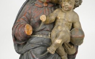 Vierge à l'Enfant en bois sculpté polychrome... - Lot 65 - Richard Maison de ventes