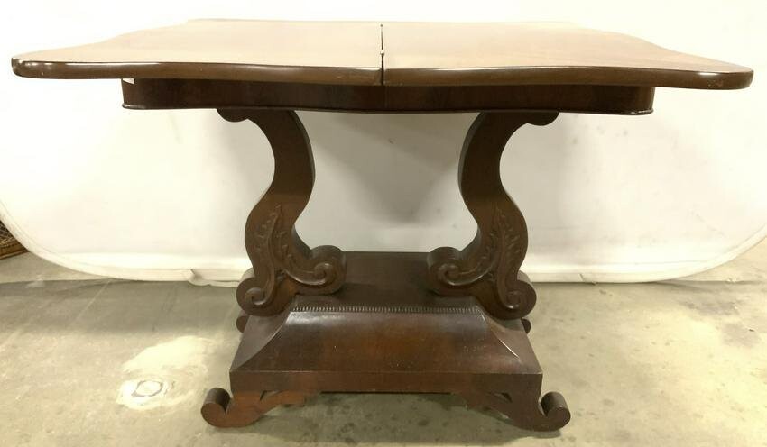 Vintage Biedermeier Style Flip Leaf Wooden Table