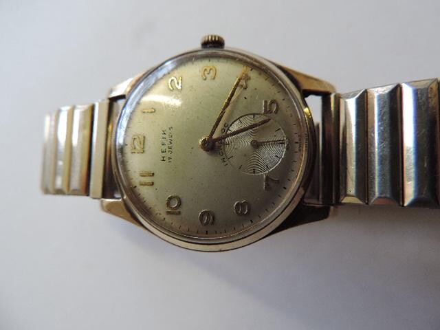 Vintage Gents Hefik Gold Cased Wrist Watch with Inscription...