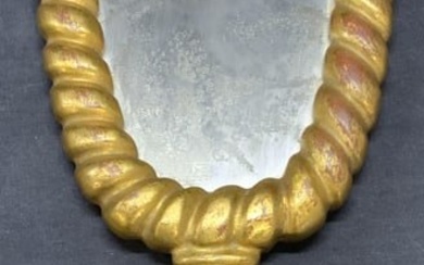 Vintage Gilt Carved Wood Hand Mirror, Italy
