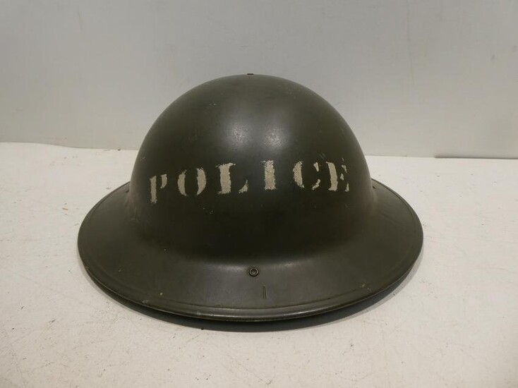 Vintage Green Military Police Brodie Style Helmet