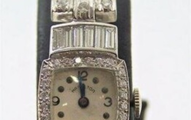 Vintage HAMILTON 1950's Platinum Ladies Watch with 6 cts Diamonds VS1 E/F Color