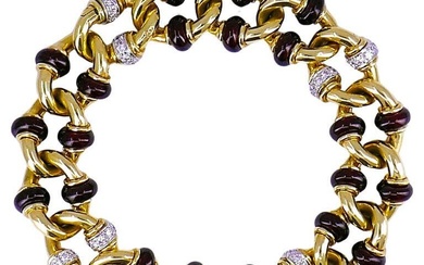 Vintage Pomellato BRACELET 18k Gold Garnet Diamond Estate Jewelry