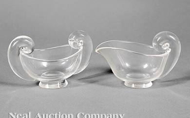 Vintage Steuben Glass Sugar Bowl & Cream Pitcher