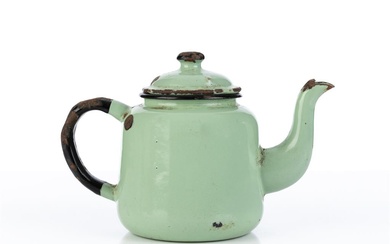 Vintage Teapot Green Enamel H:11cm x L:17cm