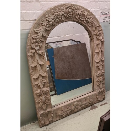 WALL MIRROR, 123cm x 91cm, faux wood frame, simulated carved...