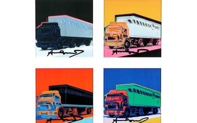 WARHOL ANDY (1930 - 1987) vier samen ingekaderde prints (zeefdrukken op uitnodigingen)...