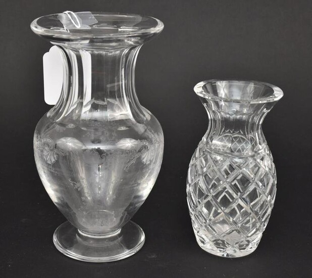 Waterford Vase and Lovely Vintage Etched Heavy Crystal