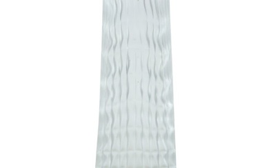 Wavey Ribbed Tall Cylindrical Glass Vase 11.75 inches height x 4.25 in. wide
