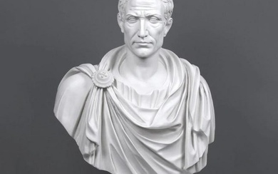 White Carrara Marble "Julius Caesar" Bust Sculpture - (44lbs)