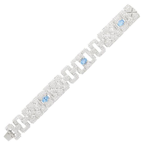 White Gold, Aquamarine and Diamond Bracelet