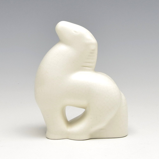 White glazed earthenware sculpture "Horse", design Renate Riedel,...