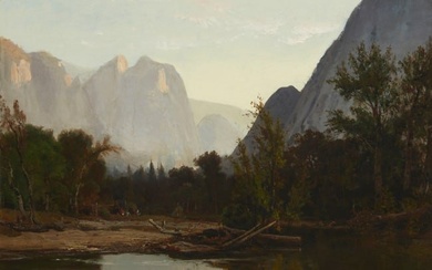 William Keith (1838-1911), Encampment at Yosemite Valley with Cathedral Rock