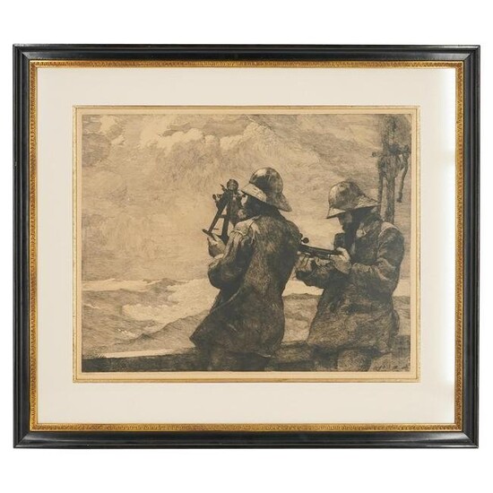 Winslow Homer (American, 1836) "Eight Bells" Etching