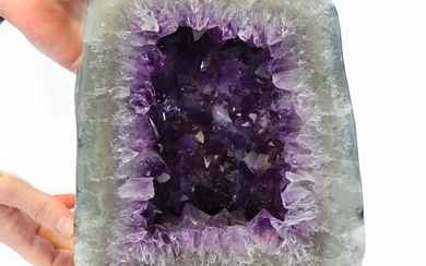 Wonderful Amethyst and Moss Agate Geode - 300×210×120 mm - 11200 g
