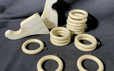 Wood Curtain Rings with matching Wall Rackets