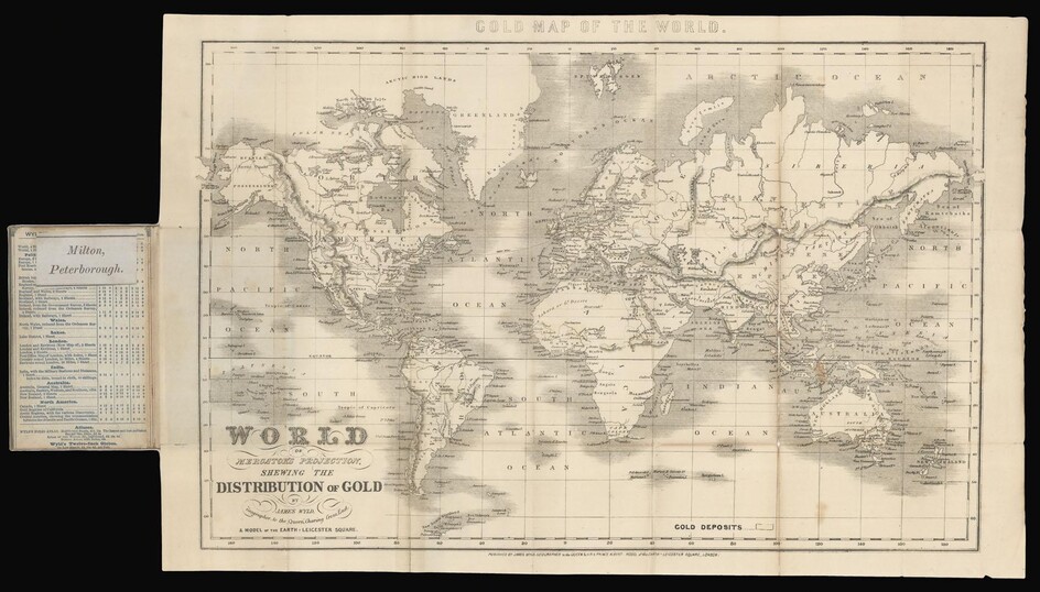 World on Mercator's Projection, Shewing the Distribution of Gold.