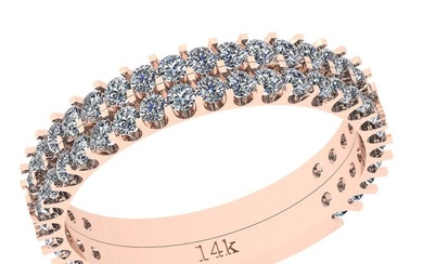 0.98 Ctw Si2/i1 Diamond 14K Rose Gold Groom Wedding Band Ring