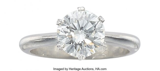 10066: Diamond, Platinum Ring Stones: Round brilliant