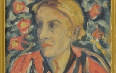 Alfred Gwynne Morang (American, 1901-1958) Woman in Red, Portrait of Rigmor Nielsen