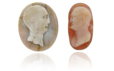 A carved hardstone oval cameo, depicting the profi…