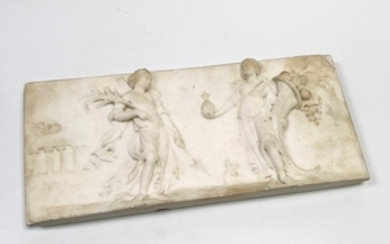 Carved Marble Plaque with Classical Figural Scene