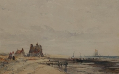 Charles Bentley OWS (1806-1854) ''The beach at Cullercoats'' Signed and...