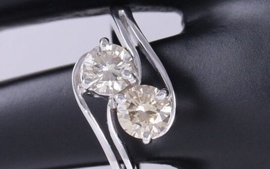 14 K White Gold IGI Certified 2 Solitaire Diamond Ring