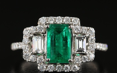 14K 1.09 CT Colombian Emerald and Diamond Ring with GIA Report
