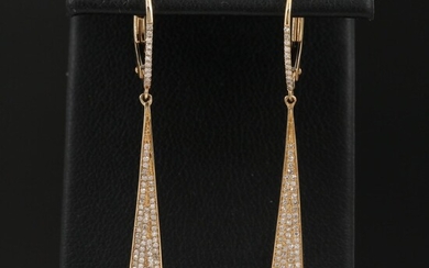 14K Pavé Diamond Triangular Dangle Earrings