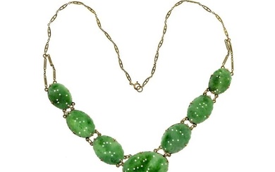 14K Rose Gold With Jadeite Jade Pendant Necklace