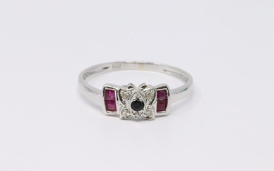14KT Diamond/Ruby/Sapphire Butterfly Ring