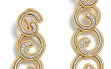 Buccellati, A Pair of Gold and Diamond 'Oro Collection' Earrings