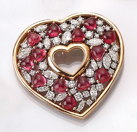 18 kt gold CHOPARD heartpendant with diamonds and...