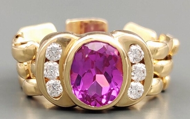 18 kt yellow gold 18 kt ring with amethyst and zircon