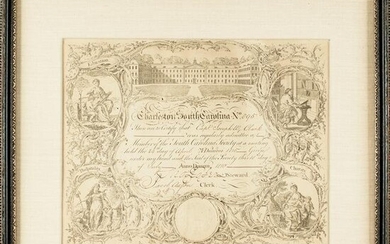 1810 South Carolina Society Engraved Certificate