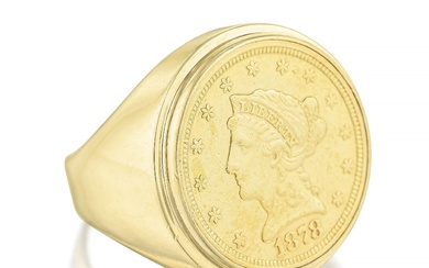 1878 Liberty Head $2.50 Gold Quarter Eagle Coin Ring