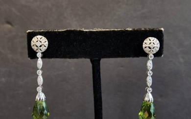 14k diamond peridot and citrine earrings