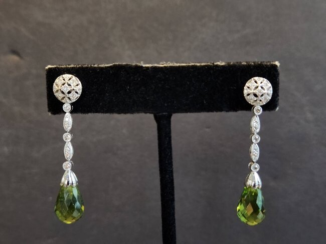 14k diamond peridot and citrine earrings