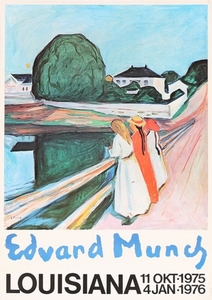 1907/766: Edvard Munch: Exhibition poster from Louisiana 1975. Signed in print E. Munch. Lithographic poster in colours. Sheet size 91 x 62 cm.