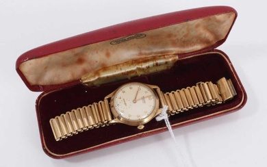 1950s 9ct gold cased Rotary Maximus wristwatch (Birmingham 1953) on gold plated bracelet