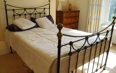 19TH-CENTURY METAL AND BRASS FRAMED BED