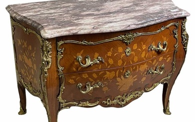 19th CENTURY FRENCH STYLE TWO DRAWER BOMBE' CHEST
